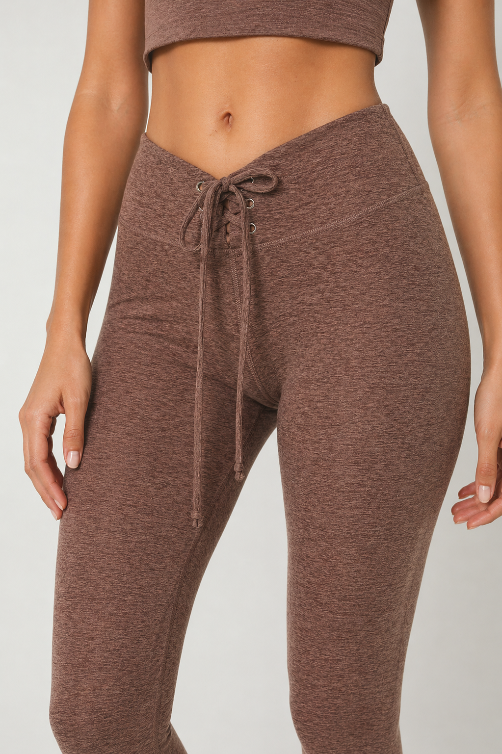 Tie-front leggings with a sculpted, high-waist silhouette