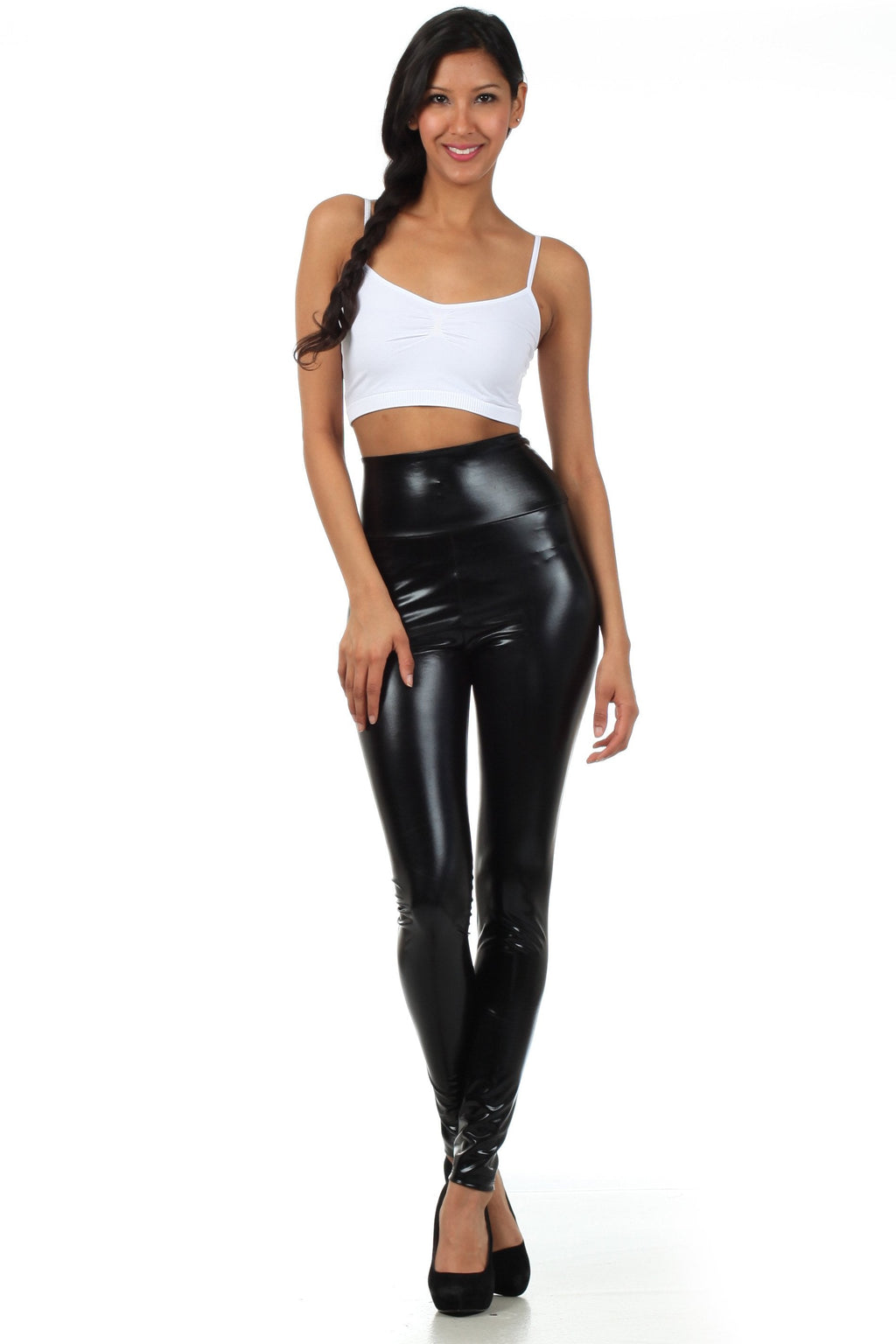 Sakkas Shiny Liquid Metallic High Waist Stretch Leggings Made in USA
