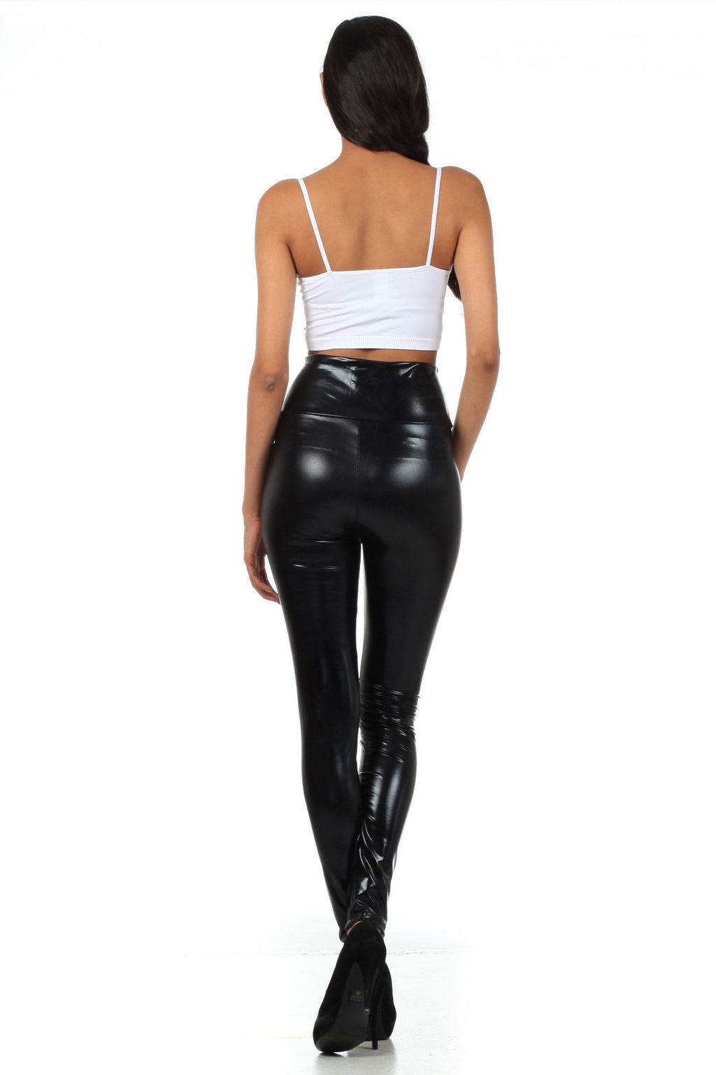 Sakkas Shiny Liquid Metallic High Waist Stretch Leggings Made in USA