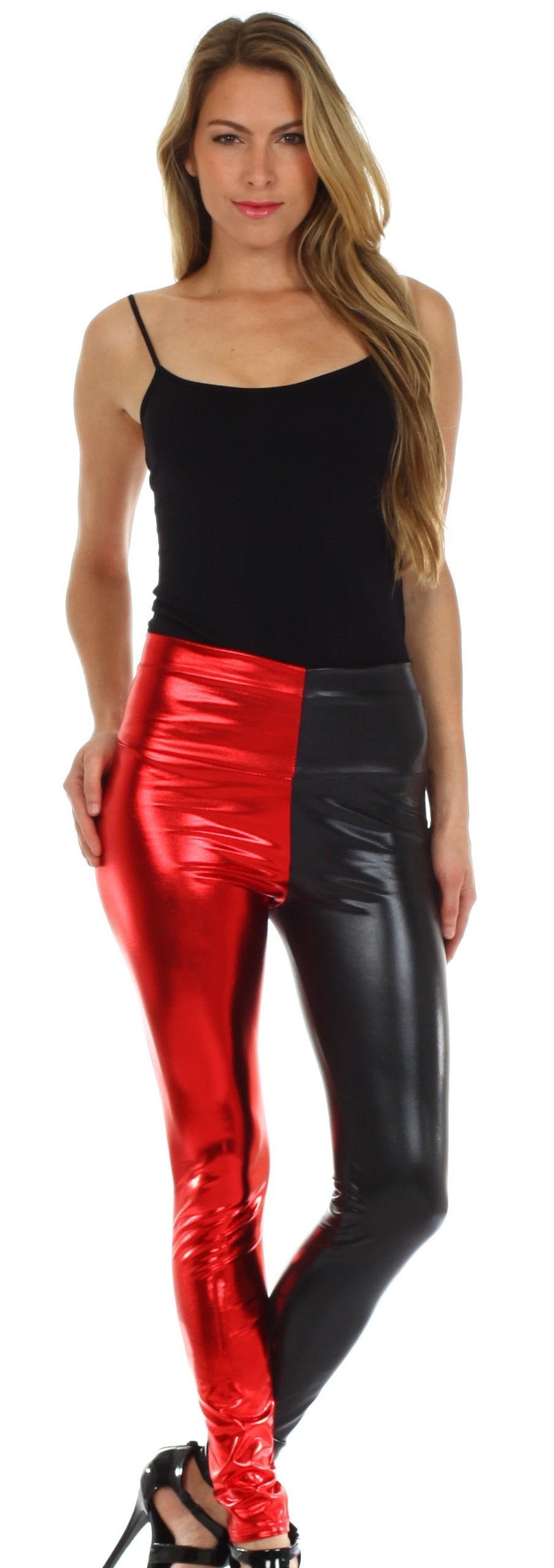 Sakkas Shiny Liquid Metallic High Waist Stretch Leggings Made in USA