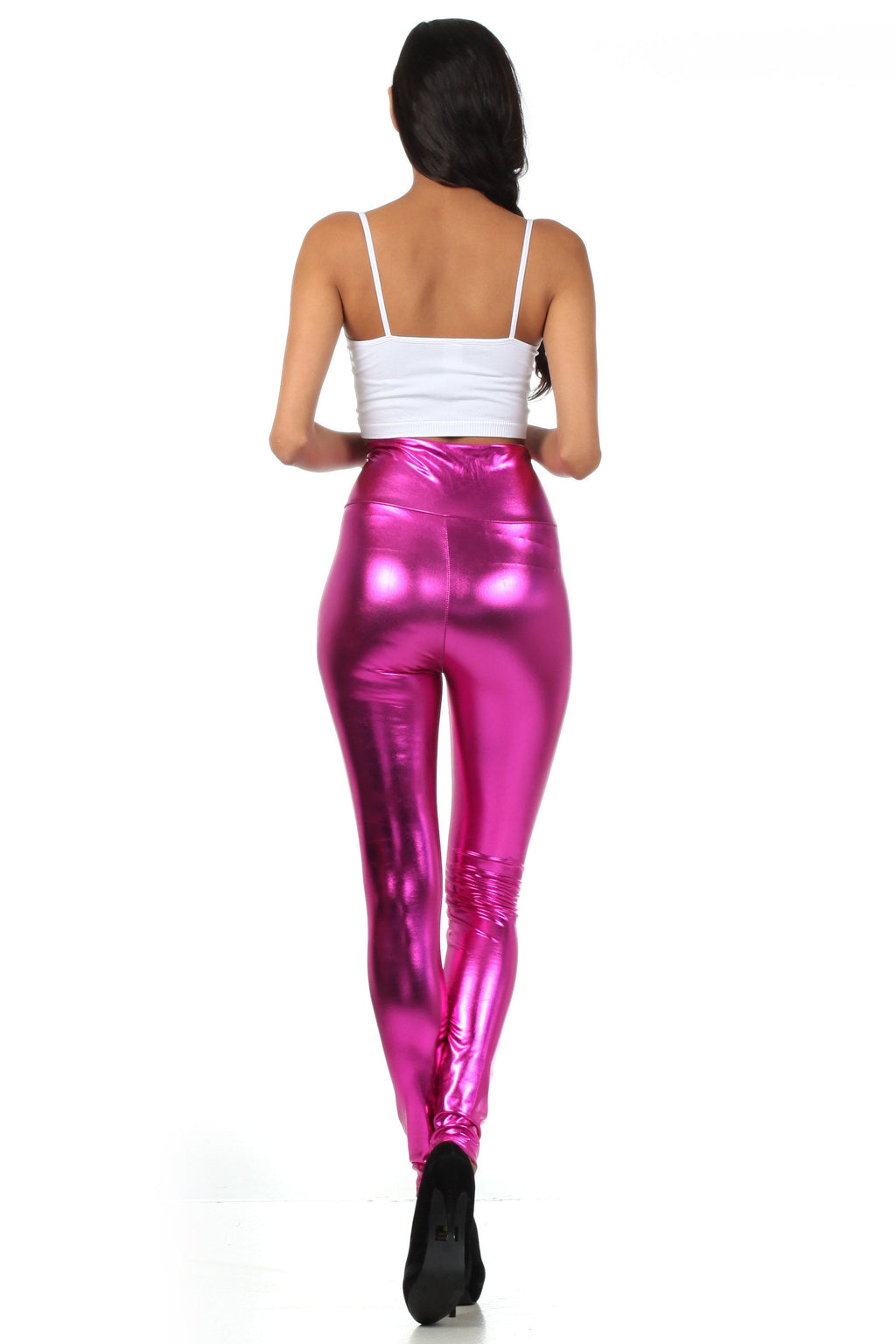 Sakkas Shiny Liquid Metallic High Waist Stretch Leggings Made in USA