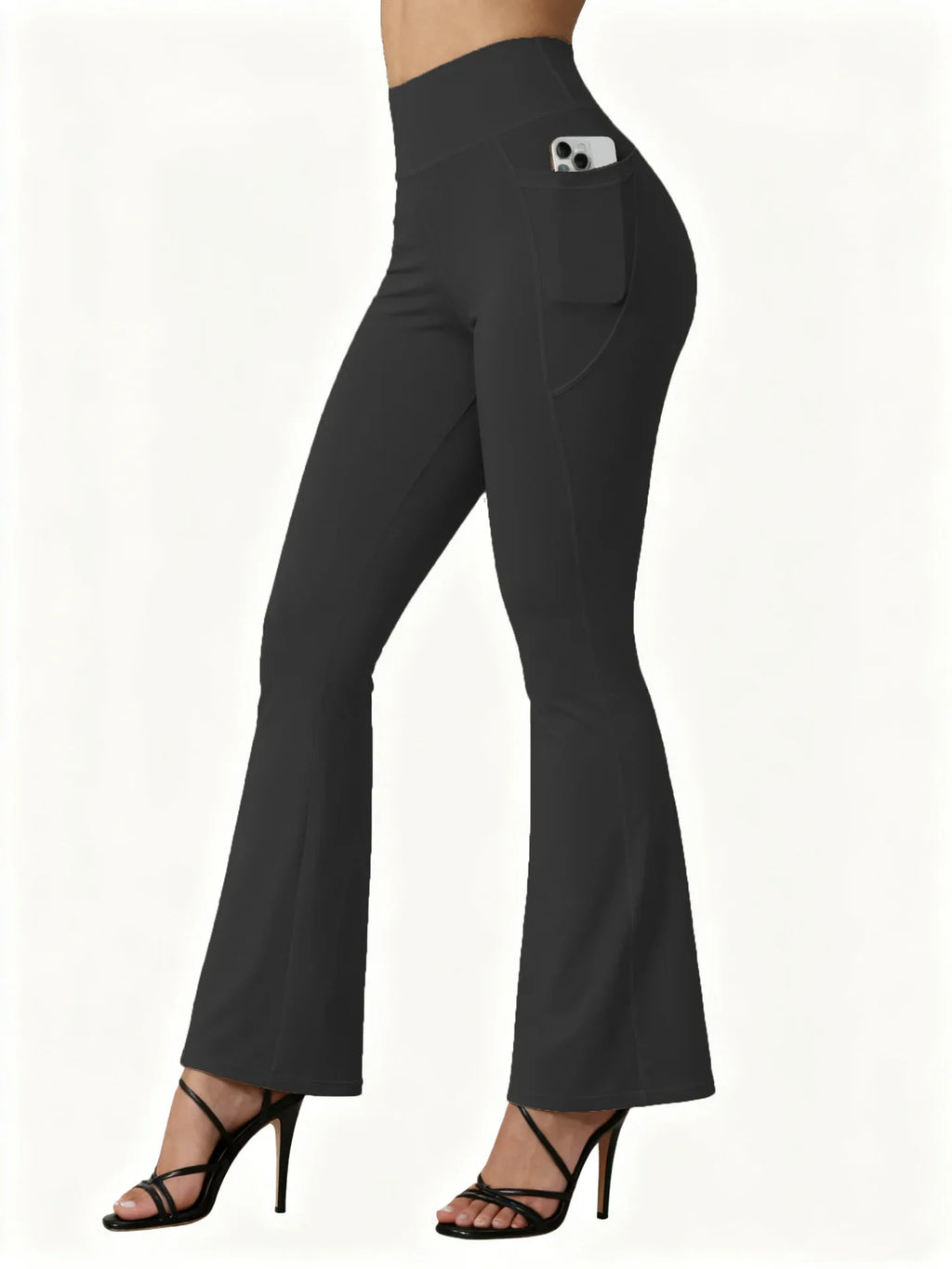 High Waisted Flared Leggings Butt Lifting with Pocket Design
