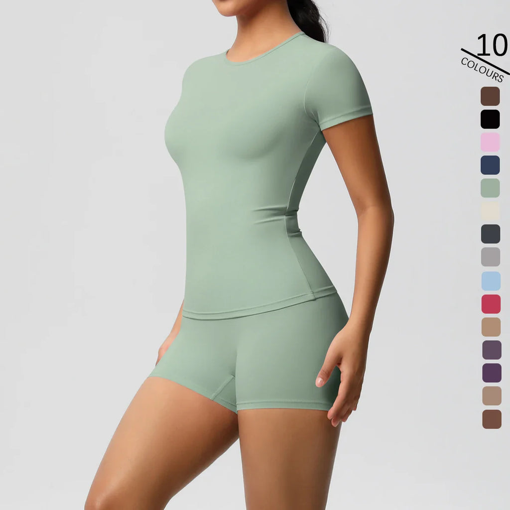 Women's 2PC Quick-Dry Gym Leggings & Top Set
