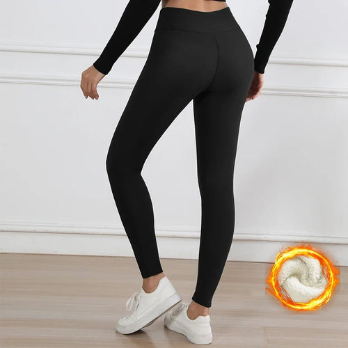 Autumn Winter Women Fleece Leggings Letter Embroidery Design Warm Velvet