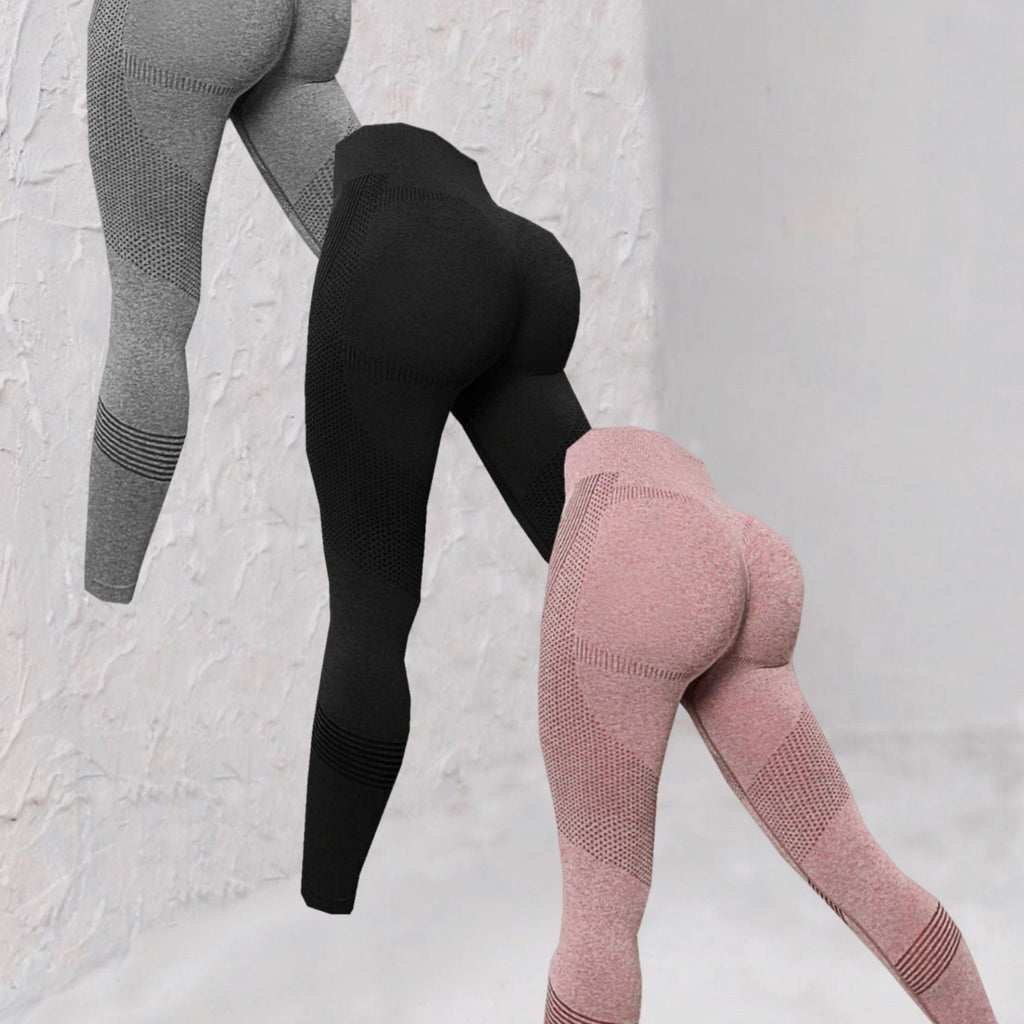 Women's 3 pcs Seamless Striped Yoga Leggings