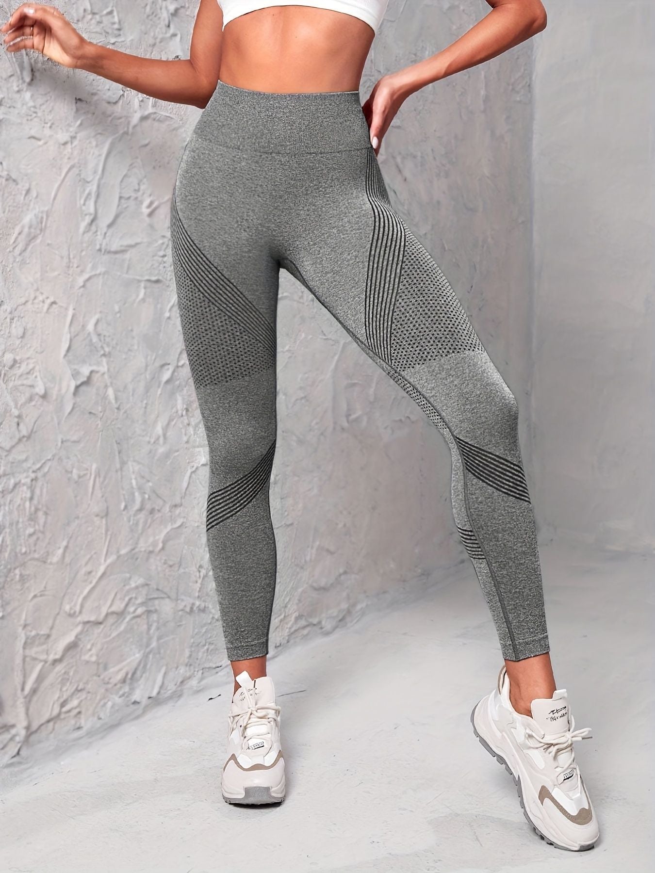 Women's 3 pcs Seamless Striped Yoga Leggings