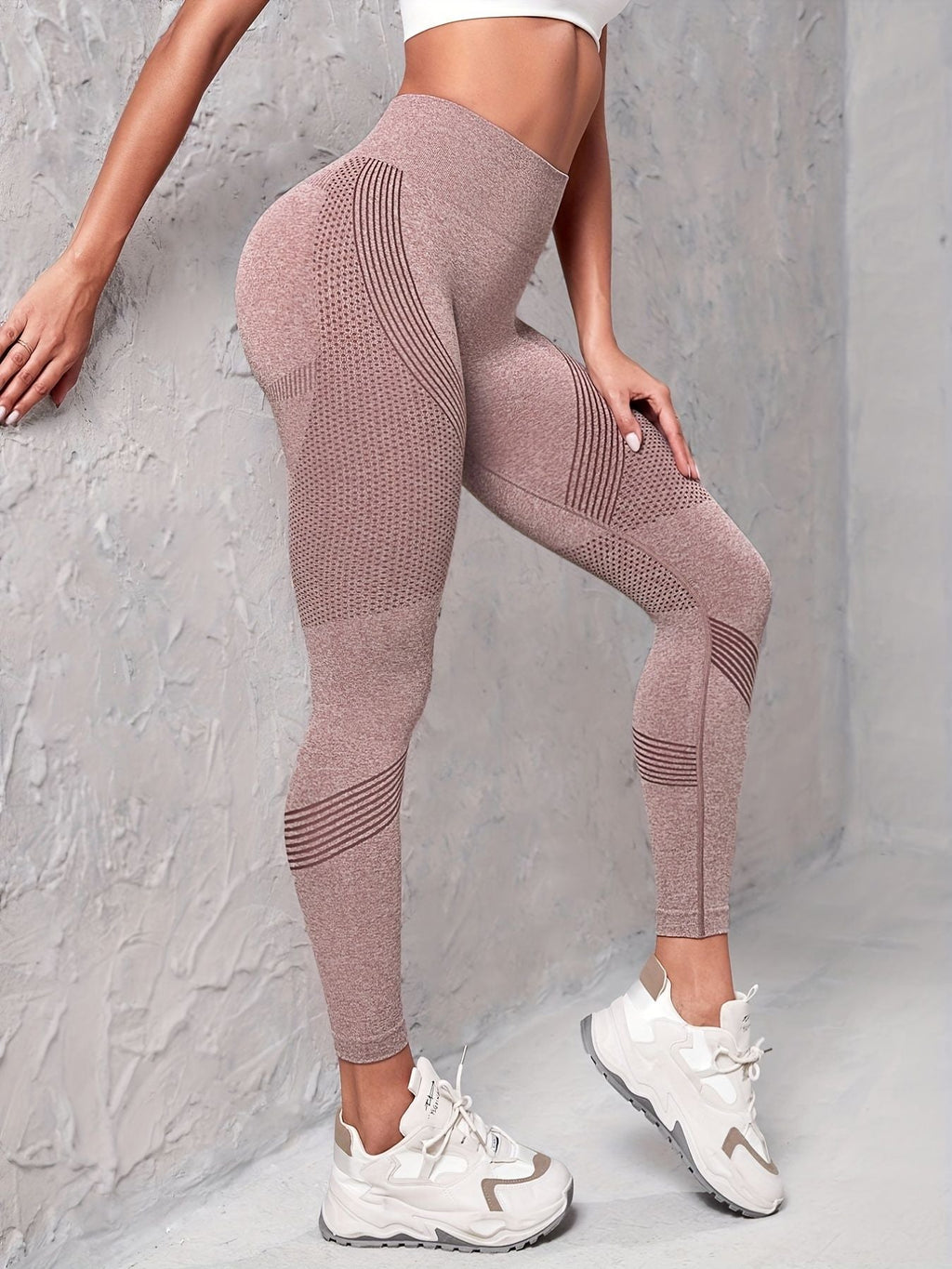Women's 3 pcs Seamless Striped Yoga Leggings