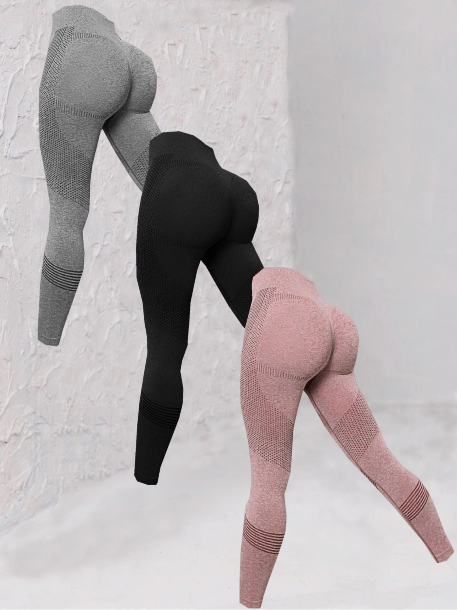 Women's 3 pcs Seamless Striped Yoga Leggings