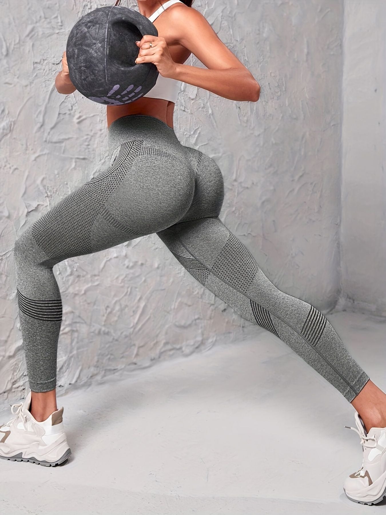 Women's 3 pcs Seamless Striped Yoga Leggings