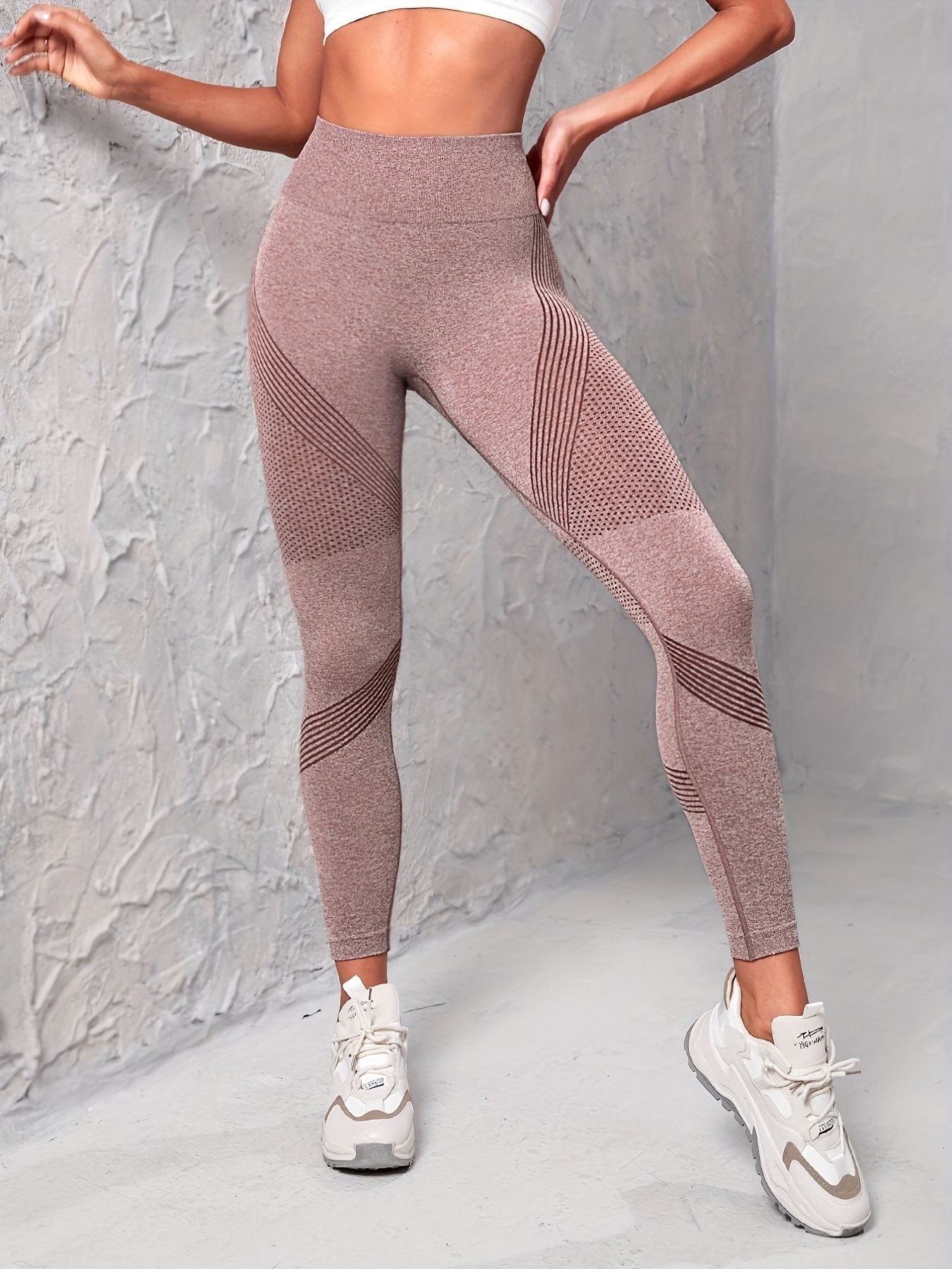 Women's 3 pcs Seamless Striped Yoga Leggings