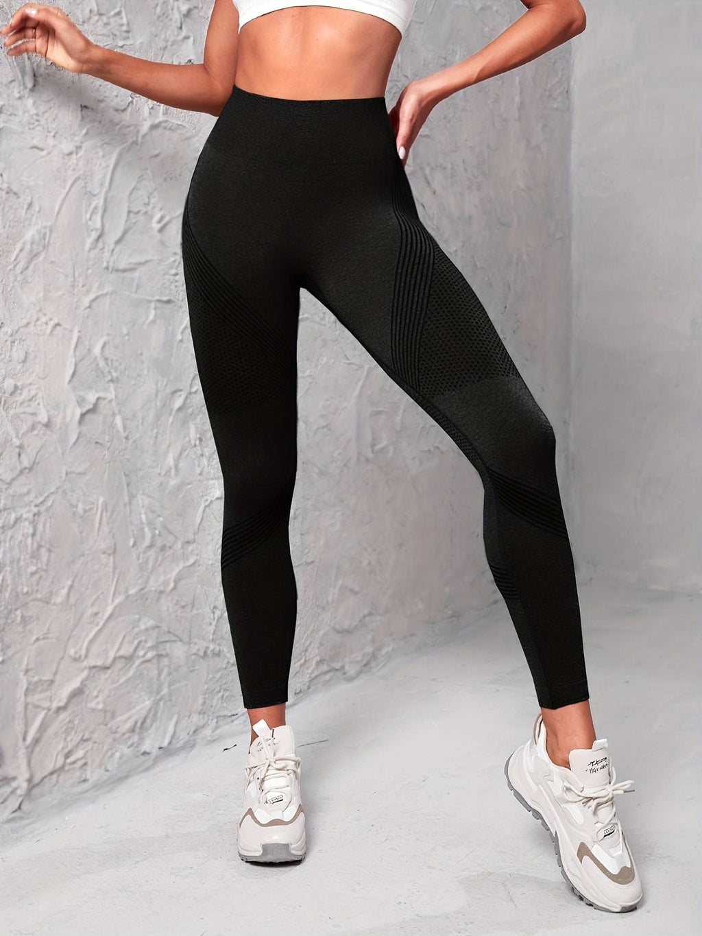 Women's 3 pcs Seamless Striped Yoga Leggings