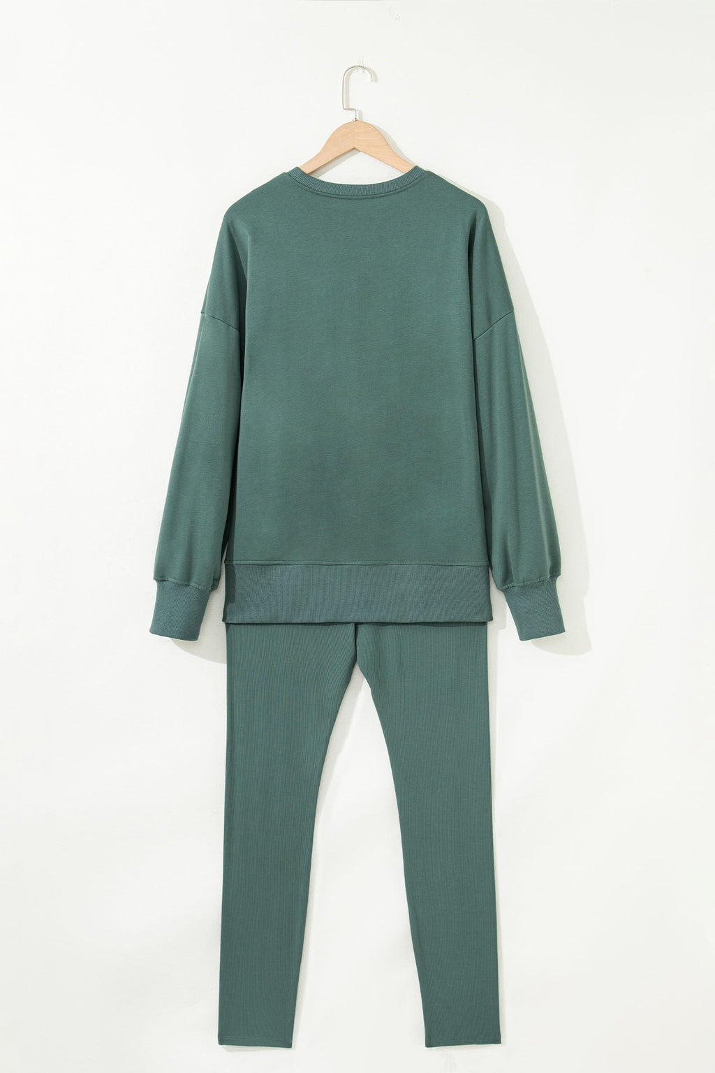Women's Solid Oversize Sweatshirt and Ribbed Leggings Set