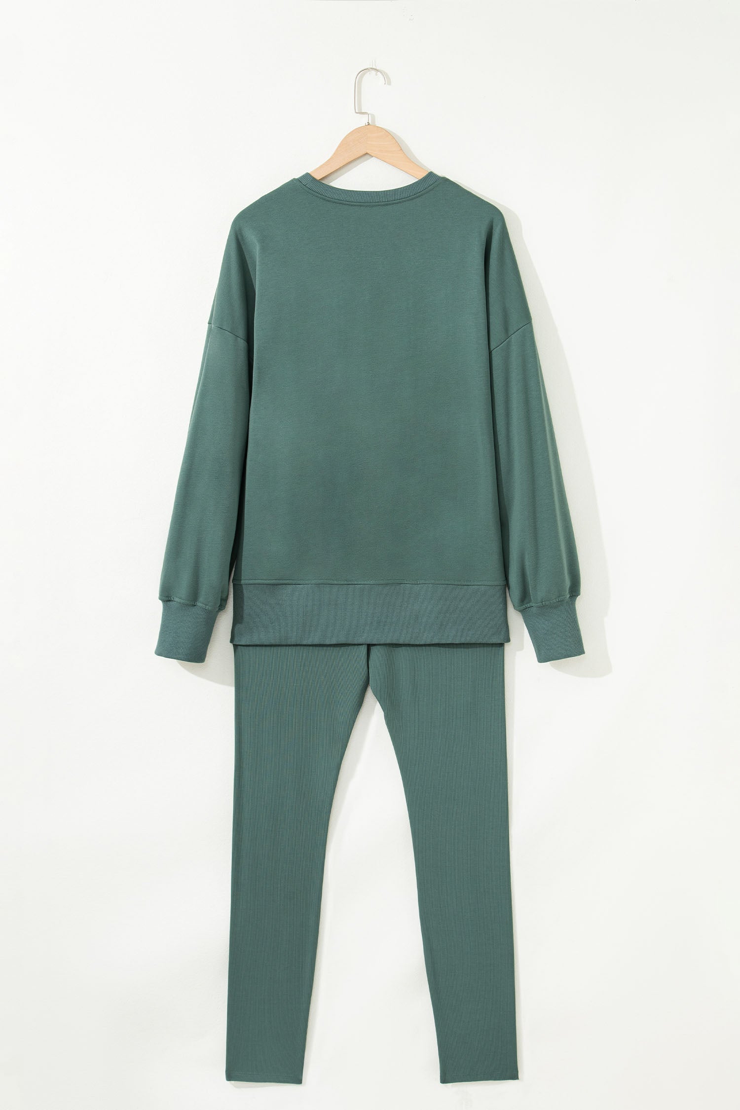 Women's Solid Oversize Sweatshirt and Ribbed Leggings Set
