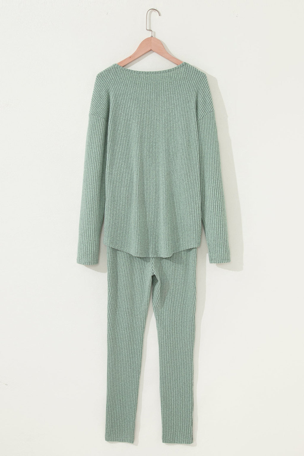 Women's Ribbed Knit Long Sleeve Top and Leggings Set