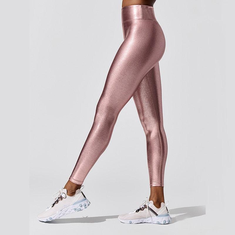 Metallic Shape Relaxed Fit Leggings with Stay in Place Waistband