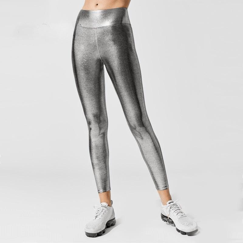Metallic Shape Relaxed Fit Leggings with Stay in Place Waistband