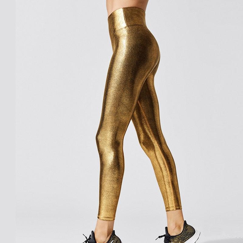 Metallic Shape Relaxed Fit Leggings with Stay in Place Waistband