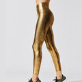 Metallic Shape Relaxed Fit Leggings with Stay in Place Waistband