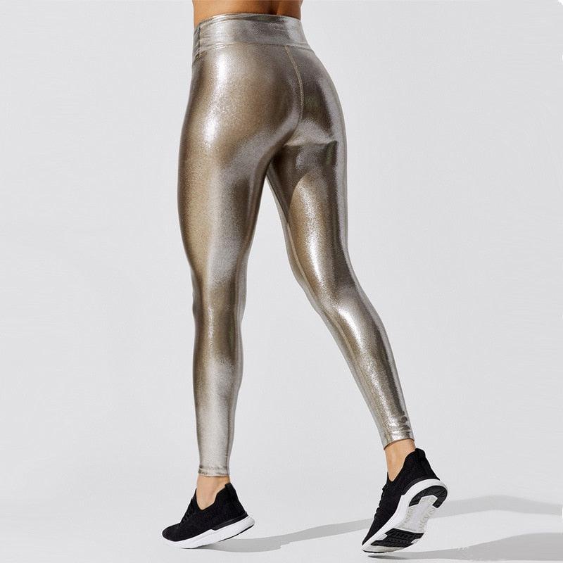 Metallic Shape Relaxed Fit Leggings with Stay in Place Waistband