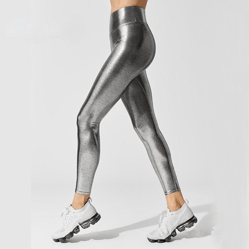 Metallic Shape Relaxed Fit Leggings with Stay in Place Waistband
